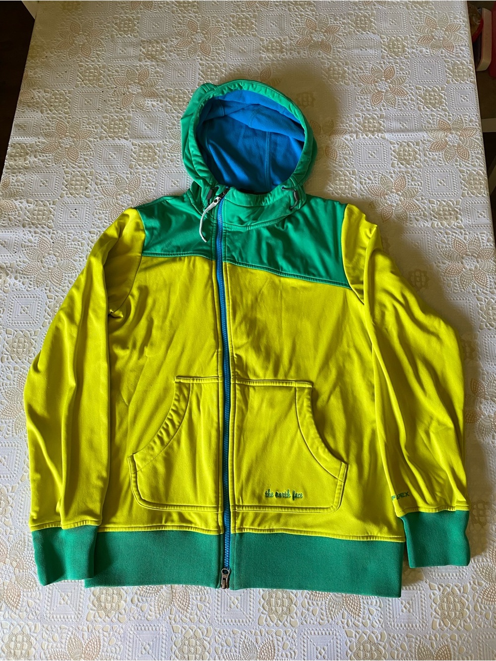 The North Face Yellow & Green Kids Hooded Zip Jacket